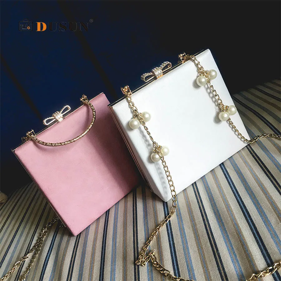 

Vintage Velvet Small Square Bag Women's Shoulder Messenger Crossbody Bags High Quality Diamond Butterfly Pearl Chain Bag New