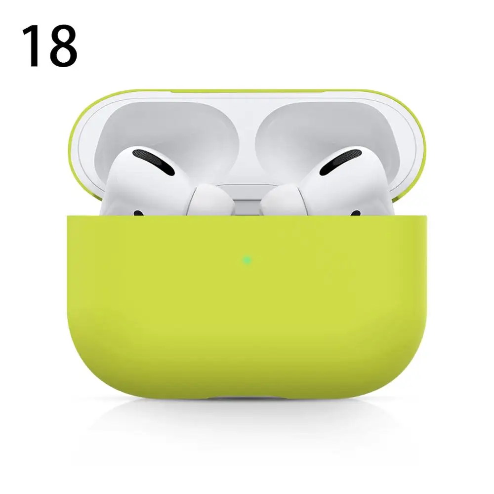 Силиконовый чехол для наушников для Apple Airpods Pro Чехол для AirPods 3 bluetooth беспроводная зарядная коробка для Airpods защитный чехол - Цвет: 18.Lemon Yellow