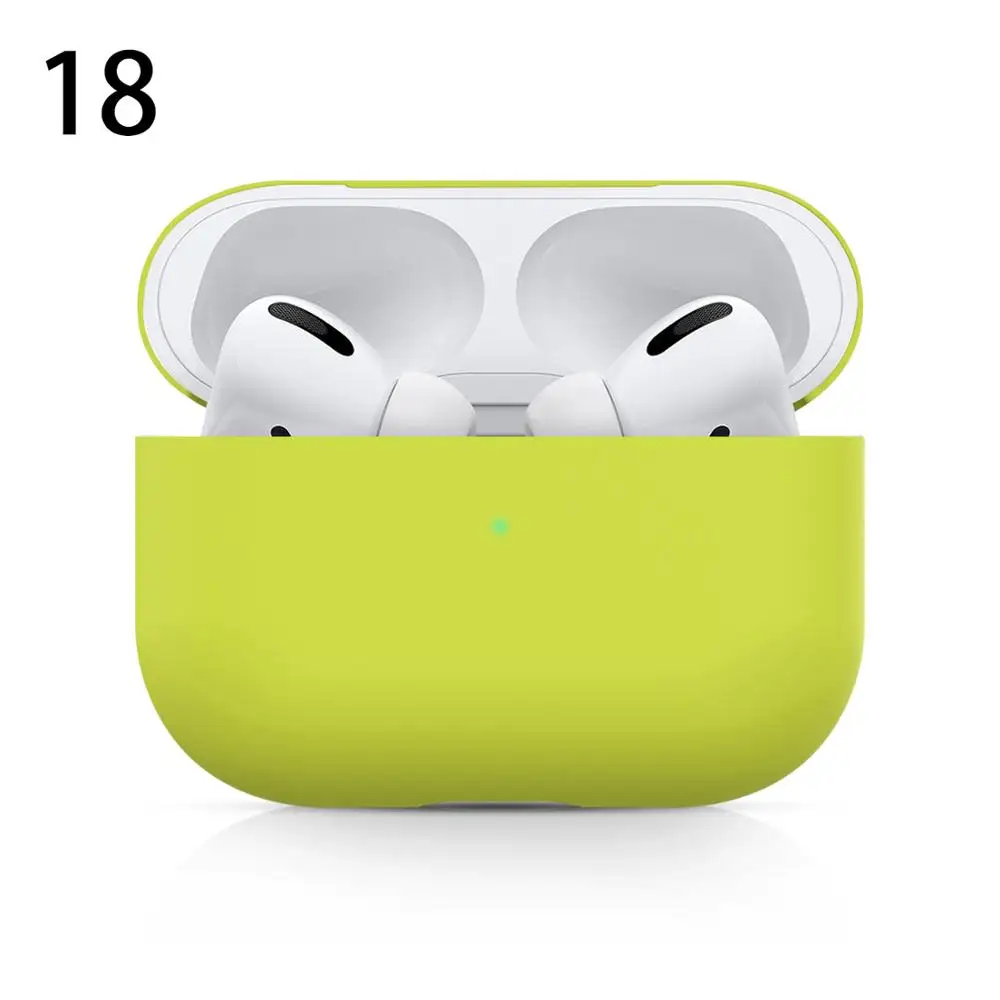 18.Lemon Yellow Силиконовый чехол для наушников для Apple Airpods Pro Чехол для AirPods 3 bluetooth беспроводная зарядная коробка для Airpods защитный чехол - Цвет: 18.Lemon Yellow