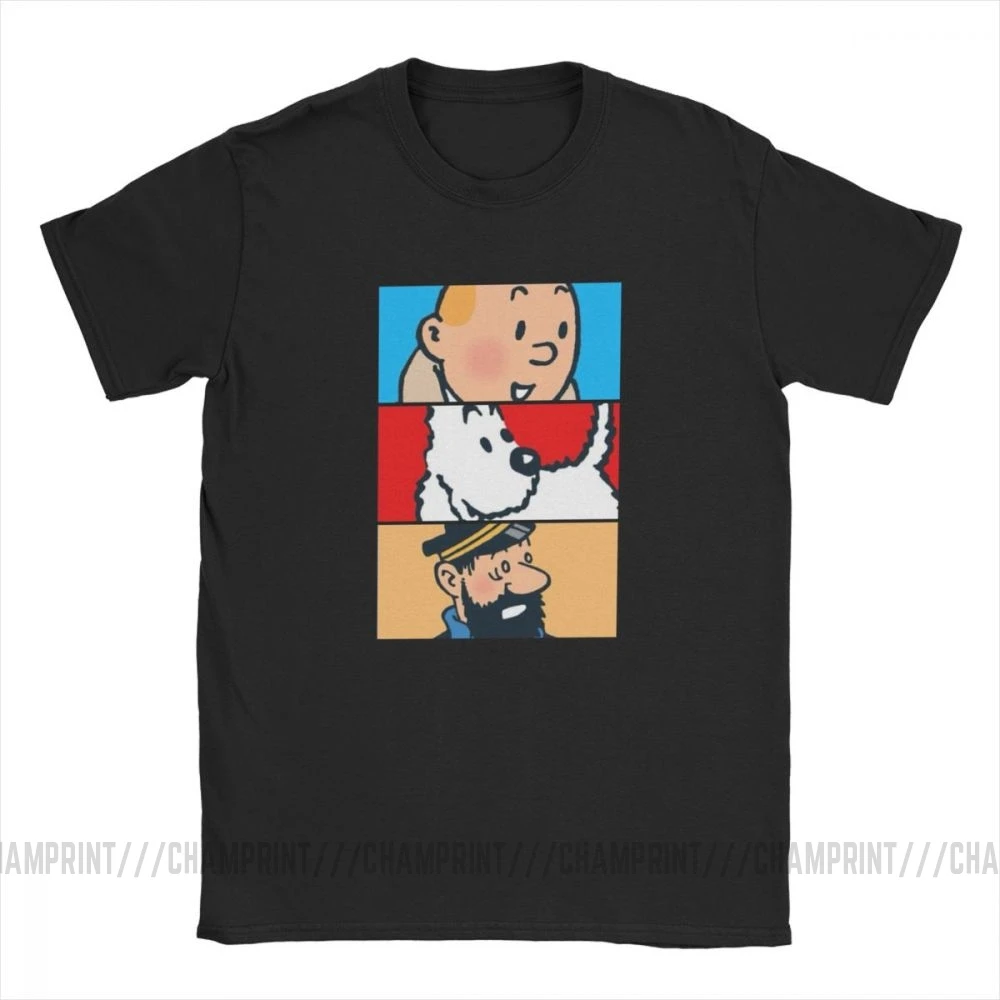 Футболка Tintin Milou Haddock The adventures Of Tintin для мужчин, хлопковая футболка с короткими рукавами, одежда 4XL 5XL 6XL