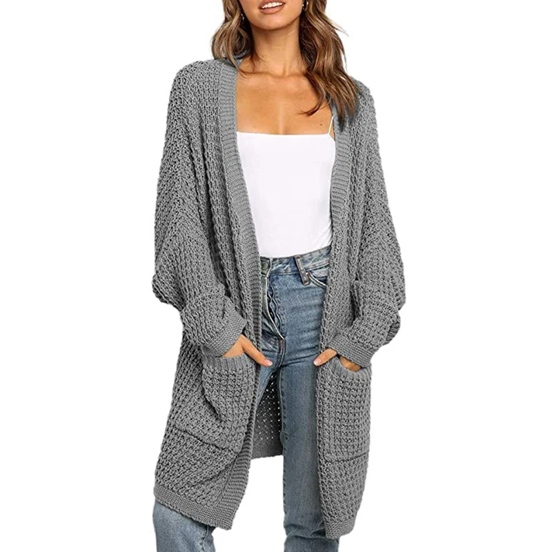 

Women's Knit Cardigan Long Sleeve Open Front Button Down Knitwear Cardigan Sweater Plus Size Coat