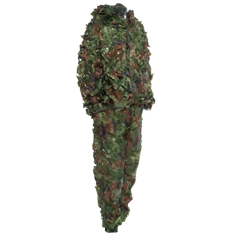 Hunting 3D Camo Leaf Camouflage Suits Ghillie Bionic Training Suit Set CS Savage Kit Storage