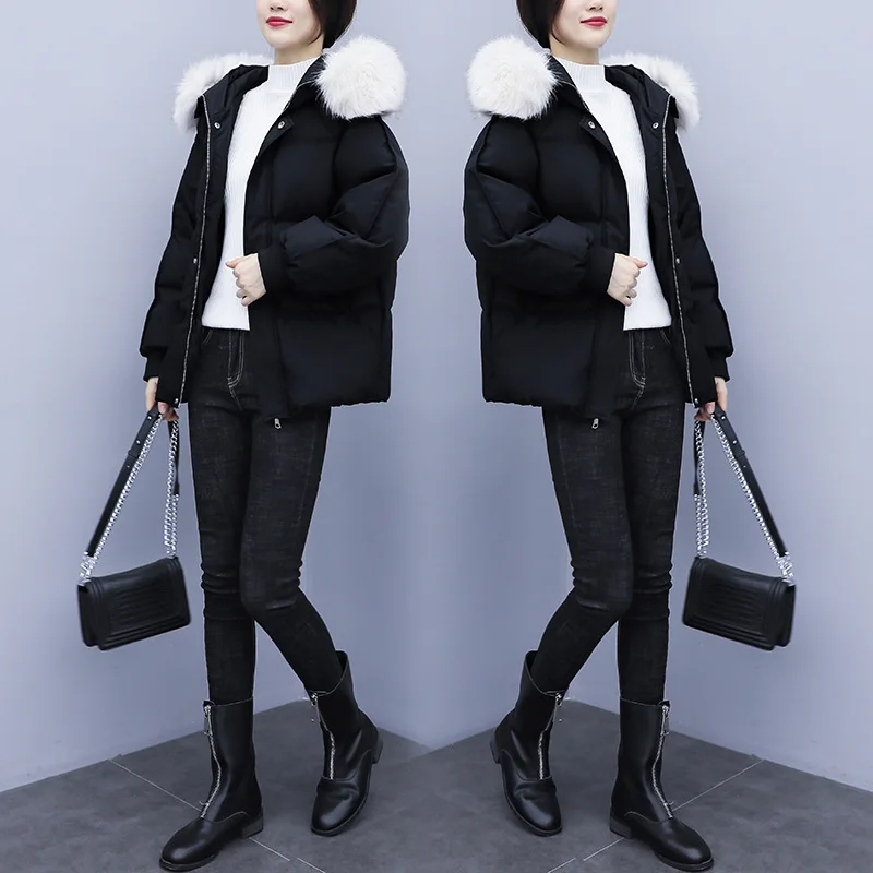 

2019 Winter New Style Large Size Dress Fat Mm Plus-sized Fashion Western Style Thick Warm Short Cotton-padded Clothes Trend