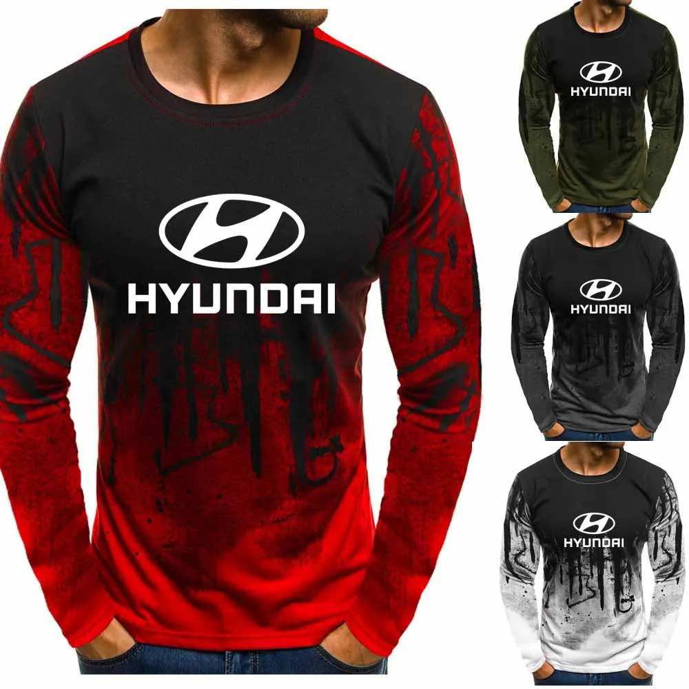 Градиентный пуловер с круглым вырезом толстовки для Hyundai Motors логотипом