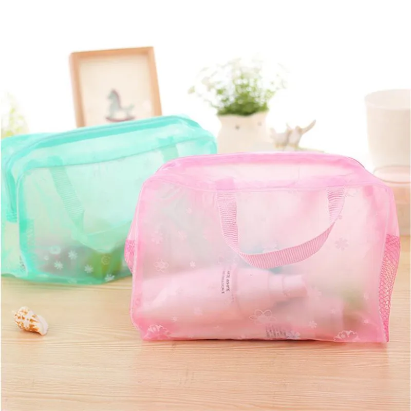 Cosmetic Storage Bag 5 color waterproof PVC Women Transparent Organizer for Makeup Pouch Compression Travelling Bath