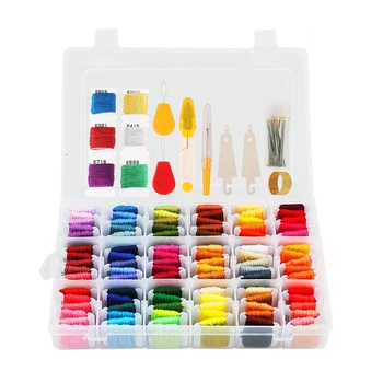 

151 Pcs Embroidery Floss with Organization Box Including 114 Colors Cross Stitch Thread and 37 Pcs Cross Stitch Tool Kit for Fri