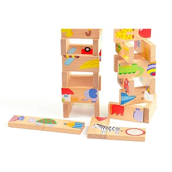 

28pcs Kids Toys Wooden Fruit Animal Recognize Blocks Dominoes Jigsaw Montessori Children Early Learning & Education Puzzle Toy