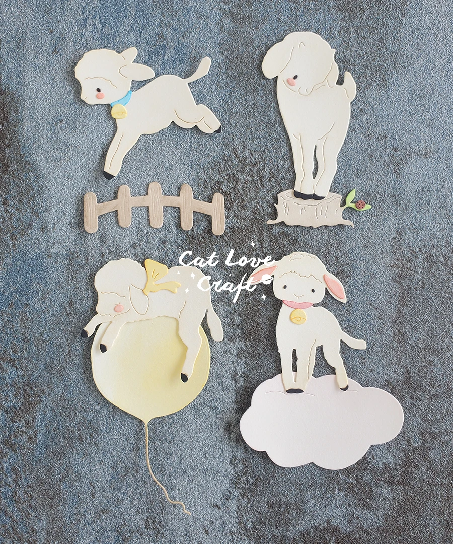 Catlove 양 동물 스테이크 금속 절단 다이 스크랩북 스텐실 다이 컷 카드 만들기 DIY 공예 엠보싱 2021 년 새로운 다이