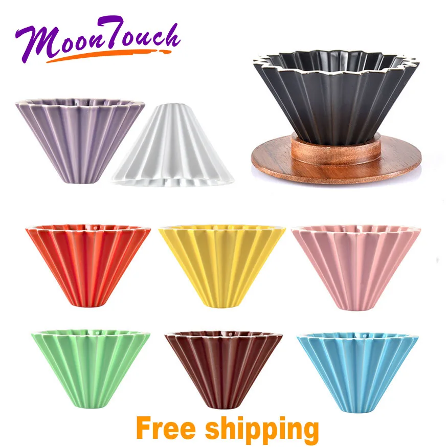 

Espresso Coffee Filter Funnel Flowers Ceramic Coffee Cup Origami Filter Cups V60 Funnel Drip Hand Cup Filters Coffee Accessories