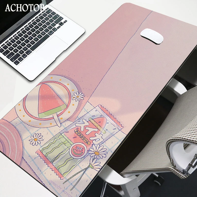 Pink Anime Mouse Pad Gamer Cute Kawaii XXL Gaming Mousepad Rubber Otaku Locking Edge 900X400MM Laptop Notebook Keyboard Desk Mat
