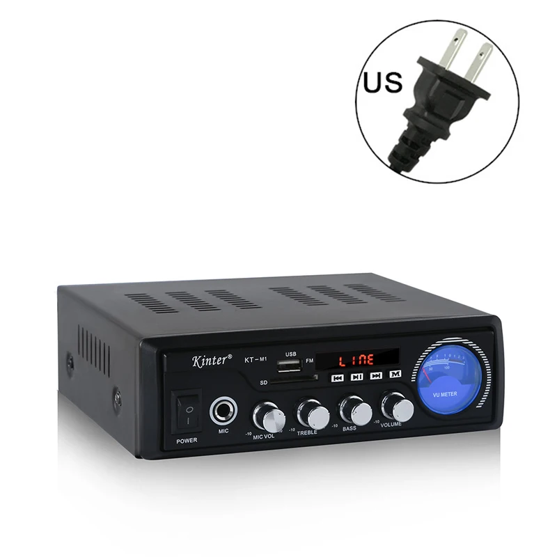 Kinter M1 аудио усилитель 2.0CH с USB SD FM микрофоном 3,5 мм вход может воспроизводить MP3 MP4 MP5 Питание 220-240 в металлический корпус - Цвет: US