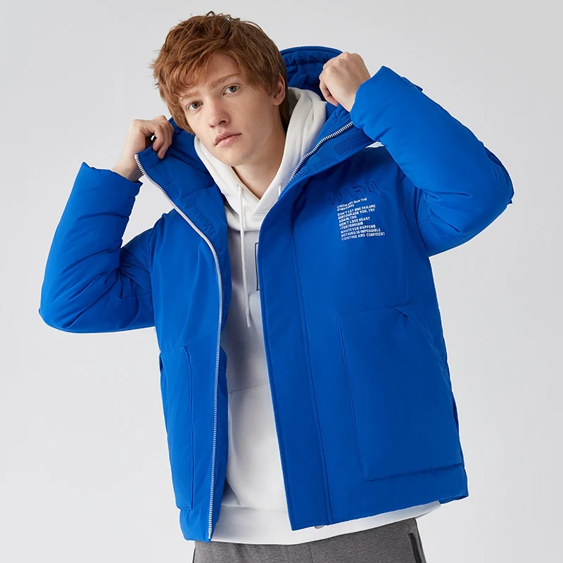 SEMIR, мужской пуховик,, зима, новинка, свободный, с капюшоном, с буквенным принтом, вышитая, теплая куртка, рабочая одежда, ветровка, пальто для мужчин - Цвет: China blue