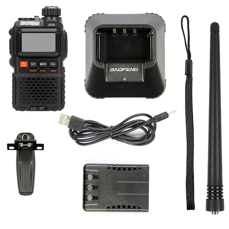 UV-3R Plus Walkie Talkie UHF VHF портативный фонарик UV 3R+ Ham FM радио приоритет канал сканирование