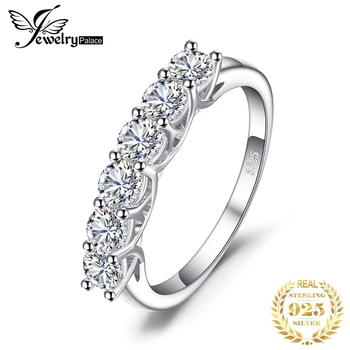 

JewelryPalace CZ Wedding Rings 925 Sterling Silver Rings for Women Stackable Anniversary Ring Eternity Band Silver 925 Jewelry