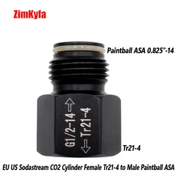 CO2 Convertor for Sodastream Cylinder to Paintball Tank Adapter for Aquariums Homebrew Airsoft,Female Tr21-4 to Male G1/2-14