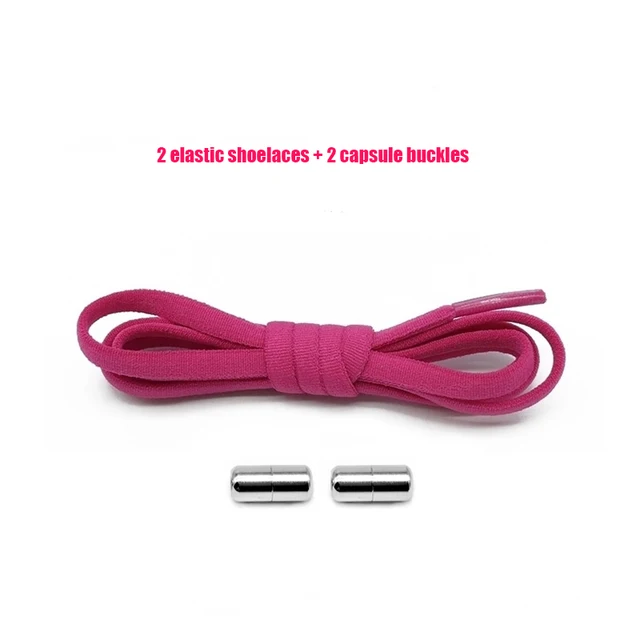 Elastic No Tie Shoelaces Semicircle Shoe Laces For Kids and Adult Sneakers Shoelace Quick Lazy Metal Lock Strings Rope Round 22ROSERED