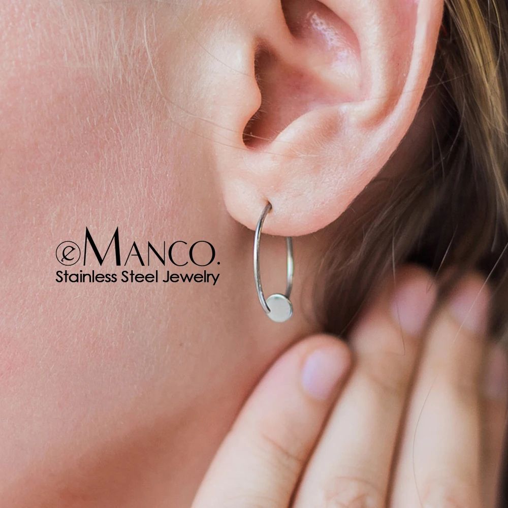 

eManco Round Hoop Earrings for Women Korean Style Fashion Stainless Steel Earring Fashion Jewelry Drop Shipping