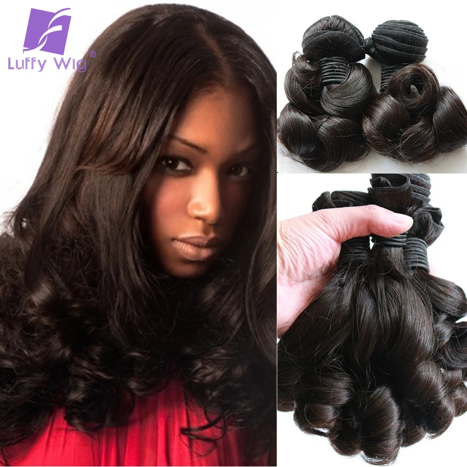 Bouncy Curly Human Hair Bundles 3pcs Brazilian Hair Aunty Funmi Weave Bundles Remy Human Hair Extensions Luffy