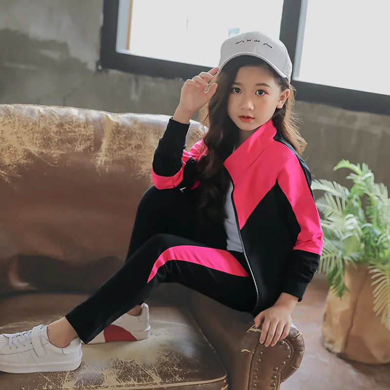 

Girls Autumn Clothing 2018 New Style Fashion Set Middle And Large Women's Children Sports Western Style Fashion Spring And Autum