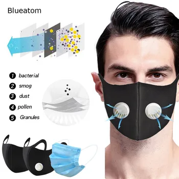 

Sponge Face Mouth Mask Warm Black Breath valve Mask Dustproof PM2.5 Anti Pollution Mascarilla Reusable Washable New