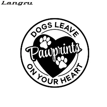 

Langru 15cm* 15cm Dogs Leave Footprint Of Paws On Your Heart Funny Cute Vinyl Decal Bumper Sticker Car Accessories Jdm