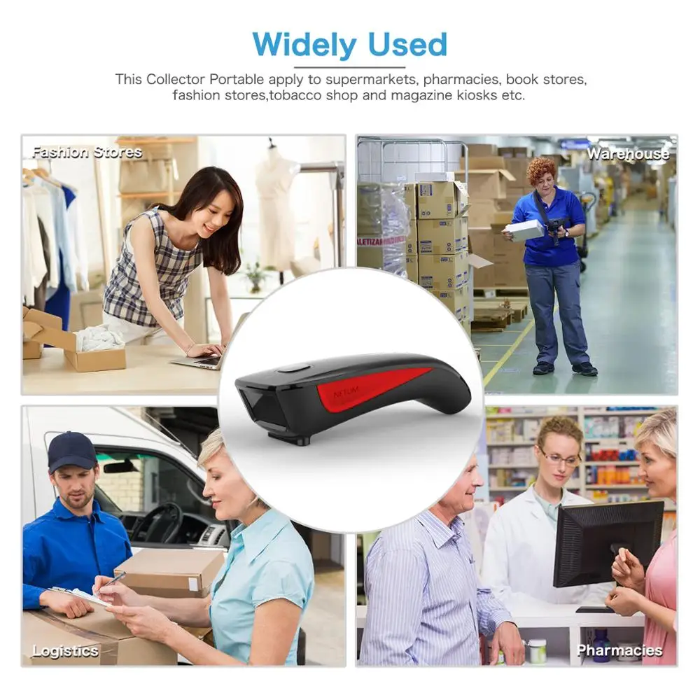 NETUM C850 Bluetooth 2D Barcode Scanner Pocket Wireless QR Reader Data Matrix PDF417 IOS Android Windows