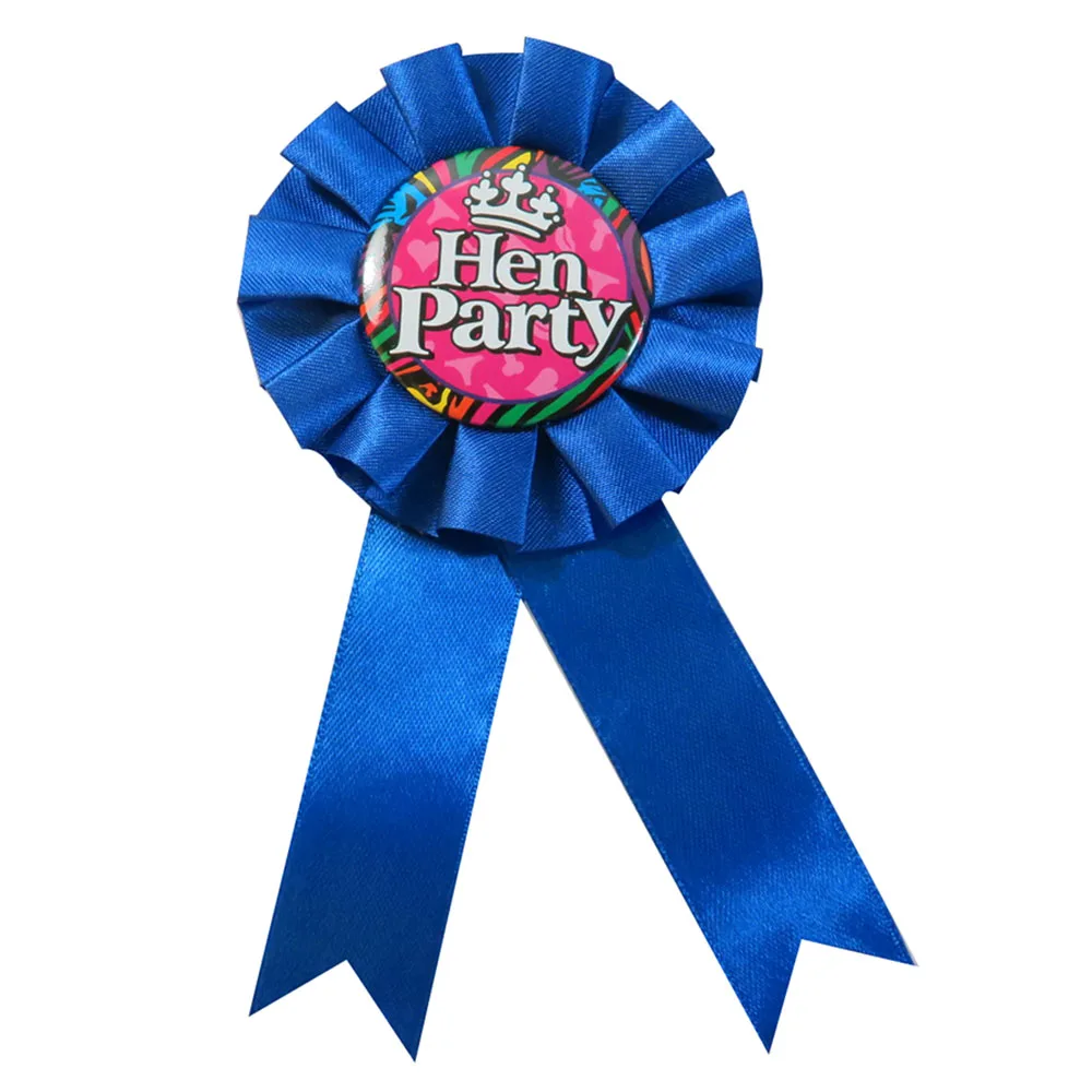 Bluerdzebrahenparty Blue ribbon badge round team bride button glitter plaque Girls on tour happy birthday princess pin zebra bride to be hen party - Цвет: Bluerdzebrahenparty
