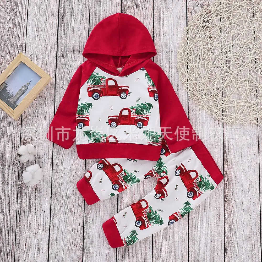 Casual Kids Baby Boys Girls Outfits Xmas Clothing Pullover Sweatshirt+ Pants 2Pcs Autumn Child Boy Sets