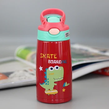 

Vacuum Insulated Sippy Cup for Kids Double Wall Vacuum Insulated with Silicone Straw Cartoon Baby Water Bottle
