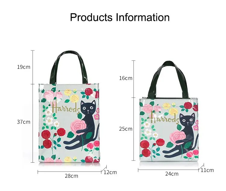 London Style PVC Reusable Shopping Purses Large Eco Friendly Flower Women's Tote Shopper Bag Summer Waterproof Beach Handbag