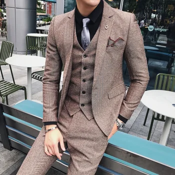 

Elegant Men Suits Autumn And Winter Slim Fit Suits Classic Suit Vestito Uomo Smoking Masculino Banquet Wedding Prom Suit