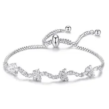 Очаровательные регулируемые браслеты с бантом для женщин, кубический цирконий AAA, серебряный цвет, браслет для женщин, свадебные ювелирные изделия, подарок на день Святого Валентина