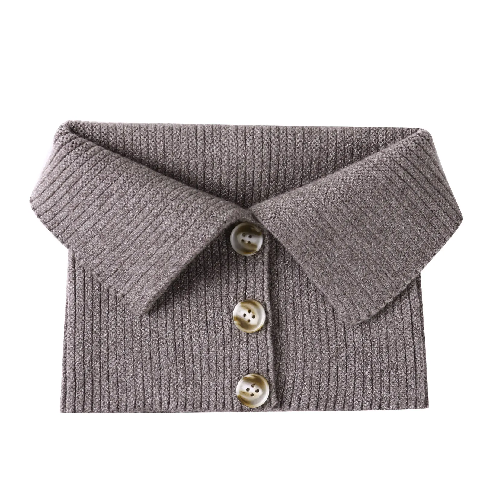 

Women Girls High Neck Ribbed Neckerchief Detachable Knitted Fake Collar Autumn Winter Warm Neck Wrap Fashion Button False Collar