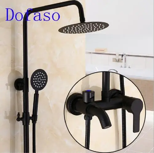 round shower Душ установлен на стене " кран клапан черное масло для душа агитация черная масляная труба для душа" - Цвет: round shower