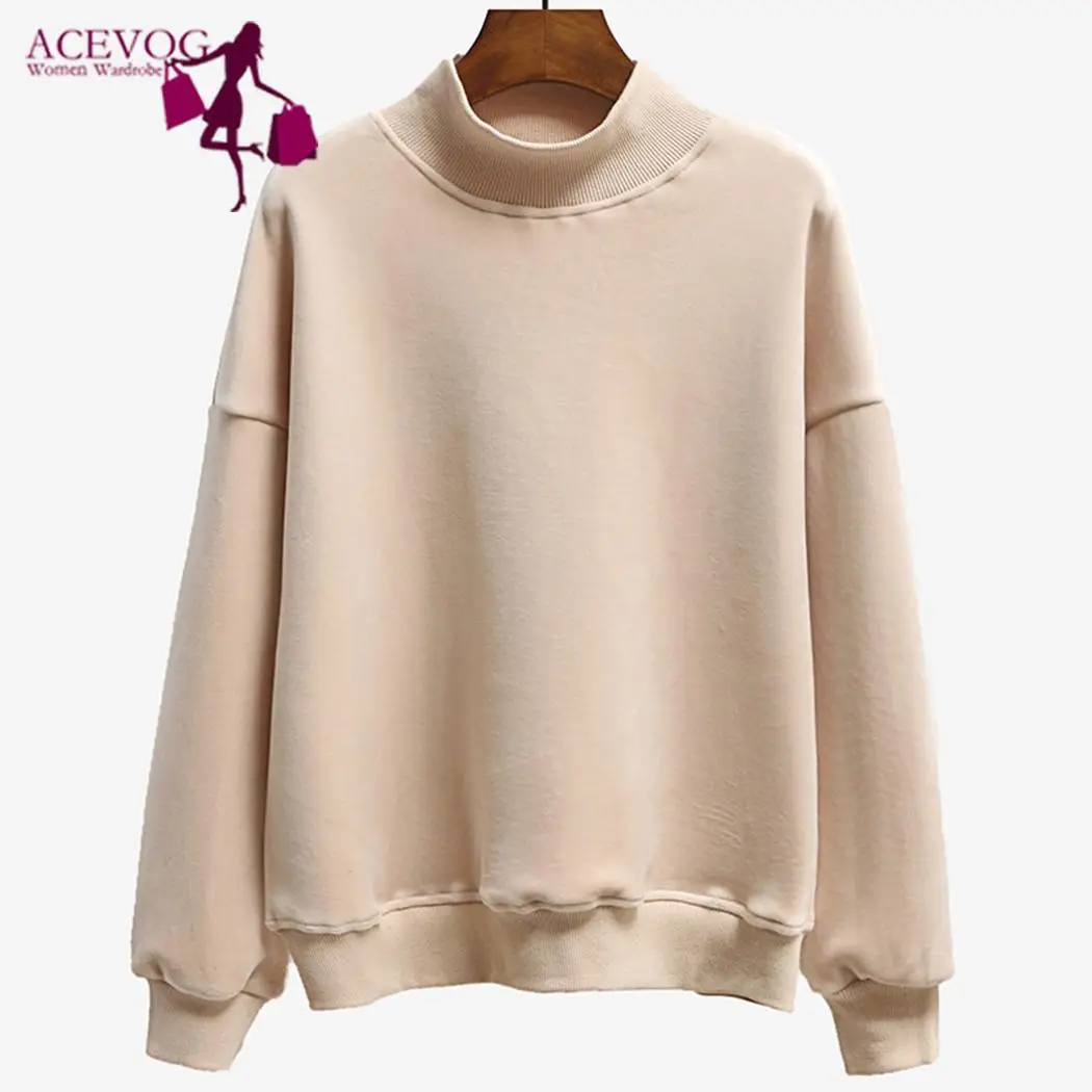 Женская Повседневная Водолазка с длинным рукавом, однотонный пуловер, весна, осень, толстовка, обычная, Повседневная
