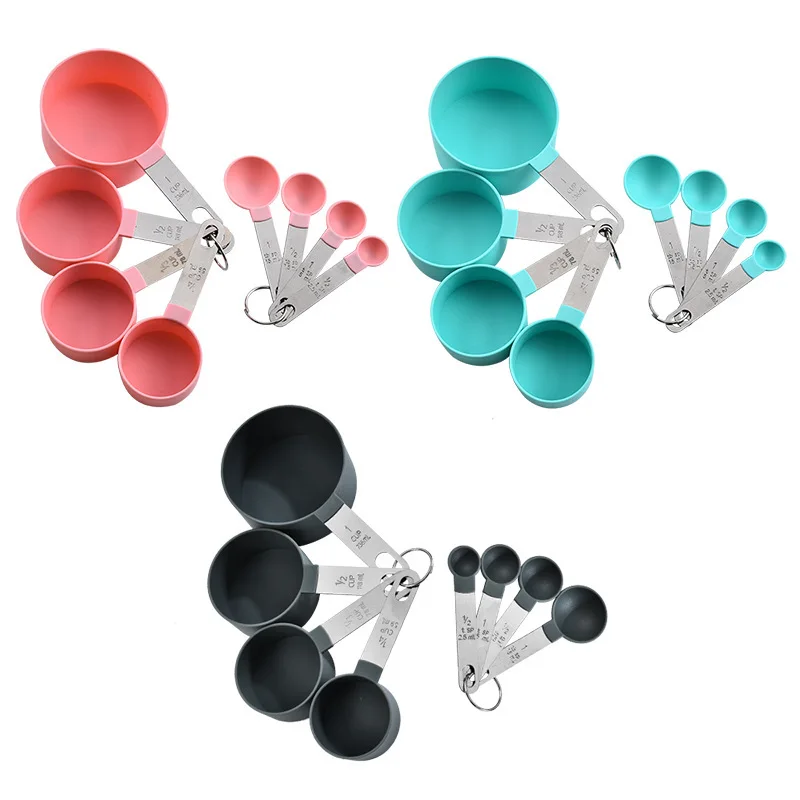 

4pcs/8pcs Multi Purpose Spoons/Cup Measuring Tools PP Baking Accessories Stainless Steel/Plastic Handle Kitchen Gadgets