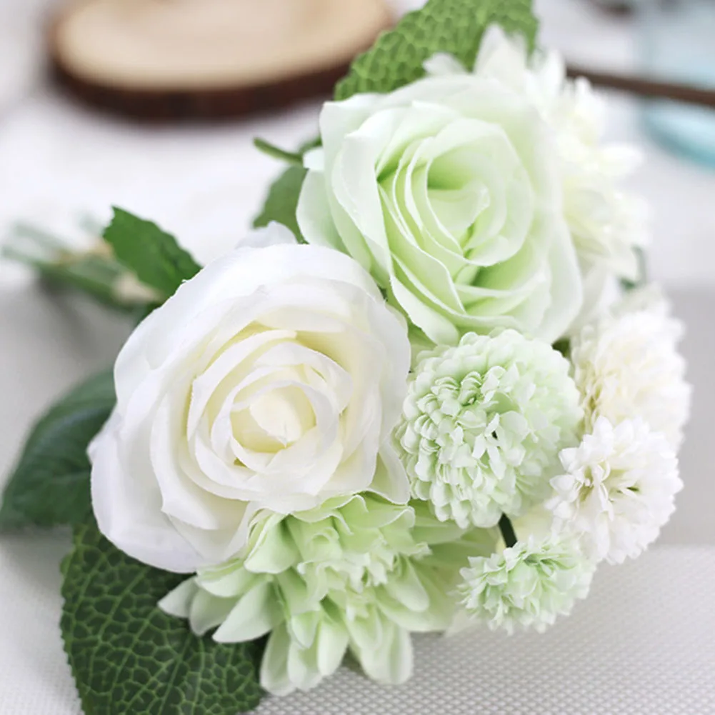 1 Bouquet Artificial Rose Silk Flower DIY Garden Party Home Wedding Holiday Decor