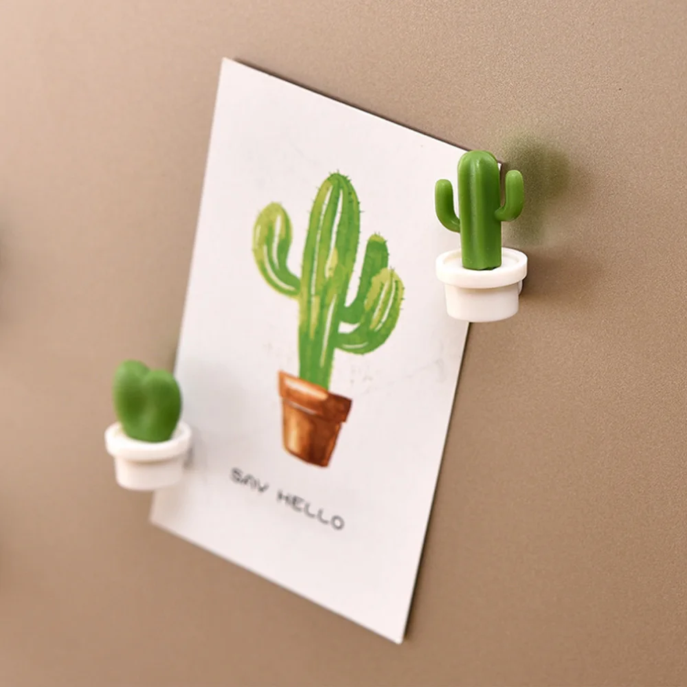 6pcs Cute Succulent Plant Magnet Button Cactus Leaf Fridge Magnet Refrigerator Notice Message Magnets Stickers Home Office Decor