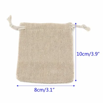 

50 Pcs Wedding Small Bag Natural Linen Pouch Drawstring Burlap Jute Sack Gift