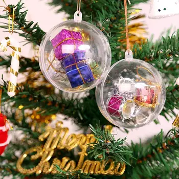 

8/10 cm Transparent Open Plastic Christmas Decorations Clear Ball Present Gift 5pcs Ornament Bauble Box Decoration T6K7