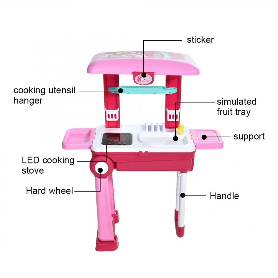 2 в 1 чехол на колесиках, набор кухонной посуды, игрушечный набор для моделирования еды, ролевые игры, чехол для кухонной утвари, чемодан на колесиках, обучающие игрушки