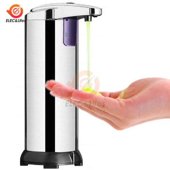 

250ml Automatic Liquid Soap Dispenser Infrared Sensing Induction Kitchen Bathroom Stainless Steel Hand Touch-free Sanitizer