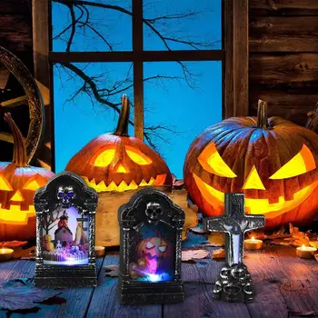 

Pumpkin Castle Light Halloween Kids Horror Tombstone Lamp Halloween Light LED Plastic Ghost Witch Props Home Decor Skull Party