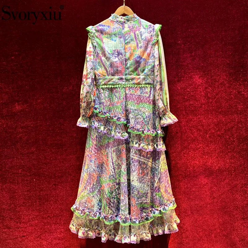 Svoryxiu Designer Fashion Autumn Party Lace Print