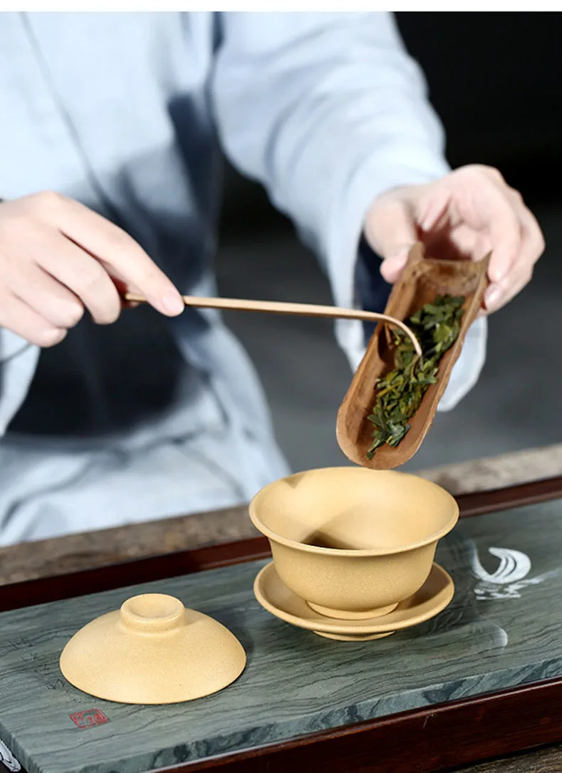 Yixing Gaiwan 160 мл чайная чаша из натуральной фиолетовой глины, чайная супница, набор с крышкой и блюдцем, чайный набор кунг-фу, чайная посуда, контейнер для чая