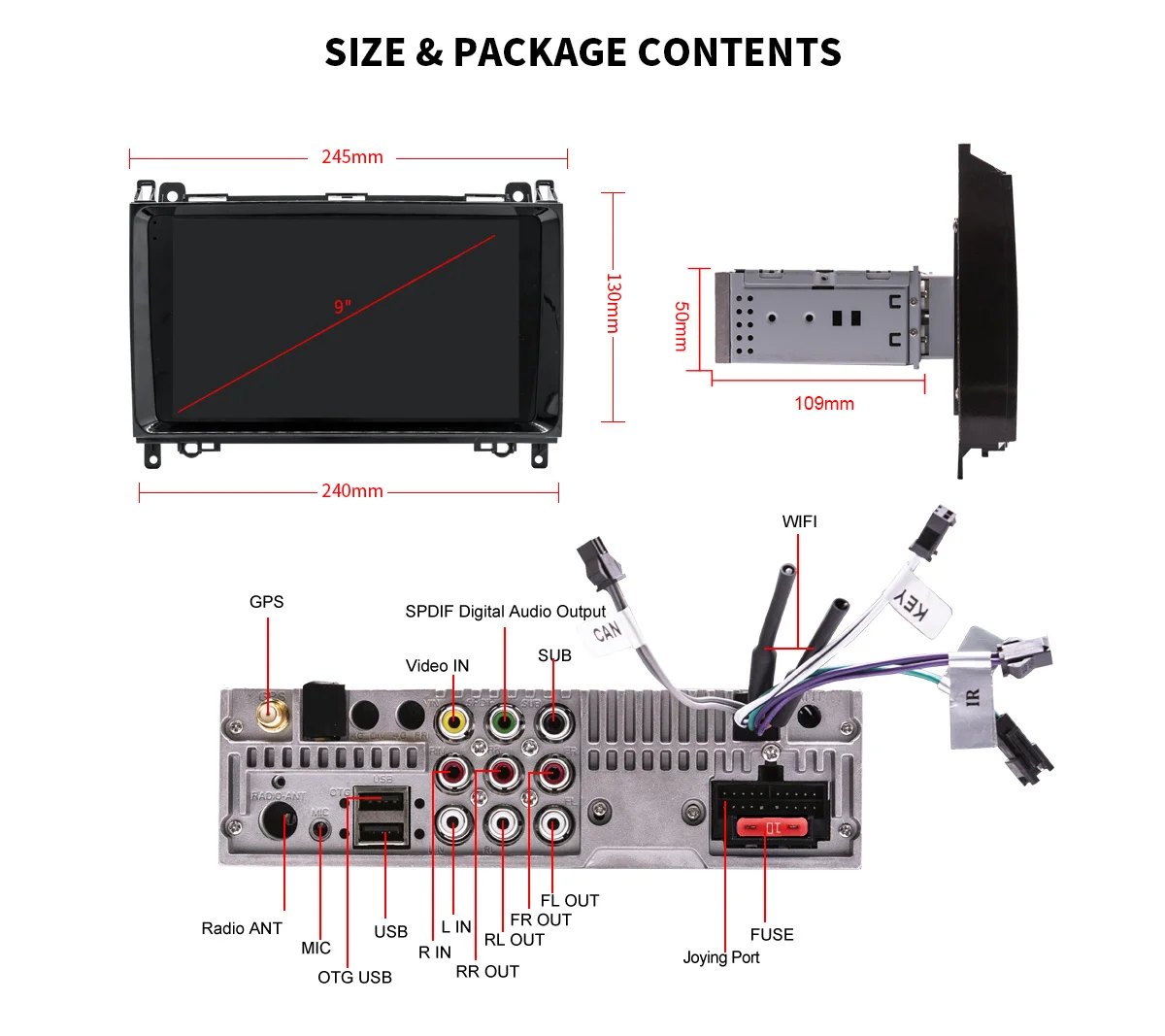 Best Joying 1 din 2G RAM Auto radio Car DVD multimedia For Mercedes Benz Sprinter W169 W245 W906 Viano Vito W693 B200 WIFI GPS Navi 10