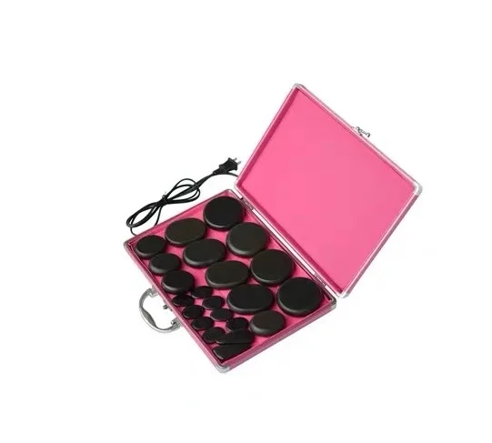 16pcs/set Hot Stone Massage Set Heater Box Relieve Stress Back Pain Health Care Acupressure Lava Basalt Stones for Healthcare | Красота и