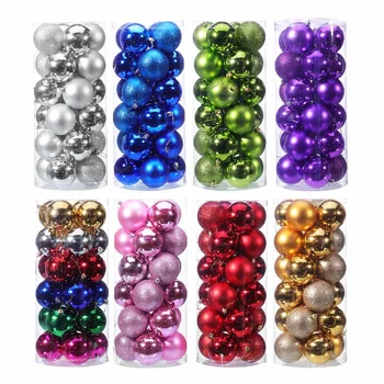 

Christmas Tree Decoration Balls 8CM 24Pcs Plastic Hanging Pendants Ornaments Baubles Set Gifts Christmas Decorations for Home