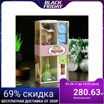 

Gift set "Eiffel Tower" (2 sticks, 3 candles, decor, aroma oil 30 ml), sandalwood NG 4355348
