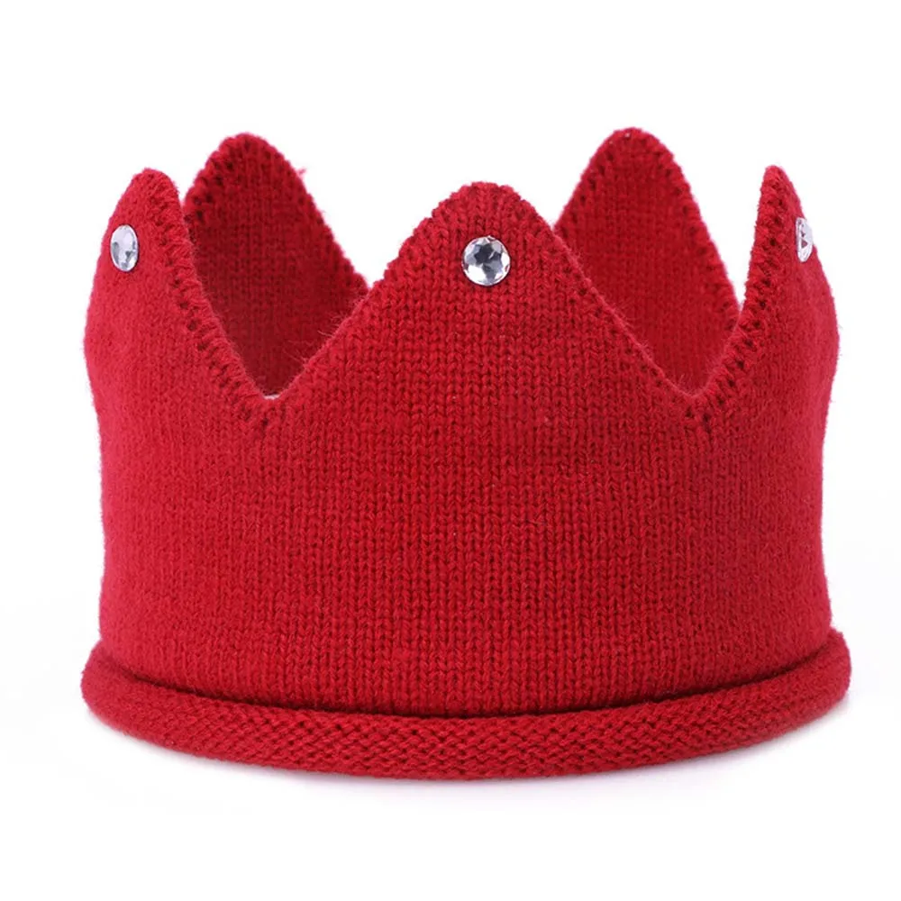 red Головные уборы, шляпы, модные эластичные головные аксессуары, новая милая детская Корона вязаная головная повязка для мальчиков и девочек, подарок для малышей - Цвет: red